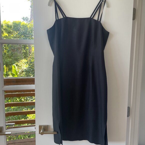 Barry Bricken Collection Black Double Strap Dress, Size 14 - Picture 1 of 4